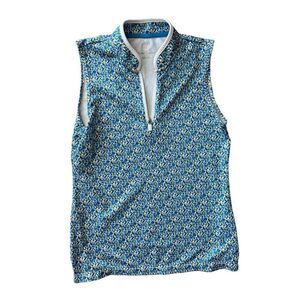 Tory Burch Sport Womens Surf Blue Performance Sleeveless Half Zip Golf Top Sz XS